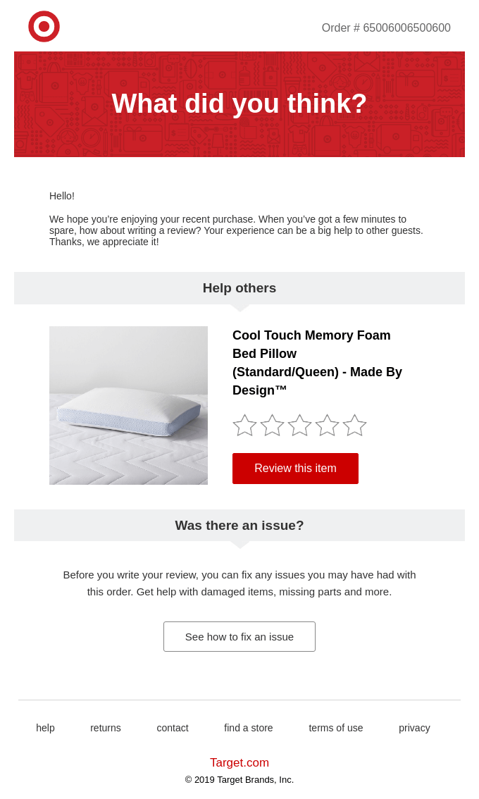 Email asking for a feeback