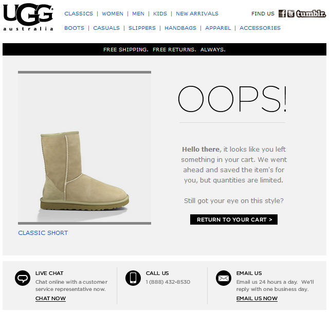 UGG customer support example