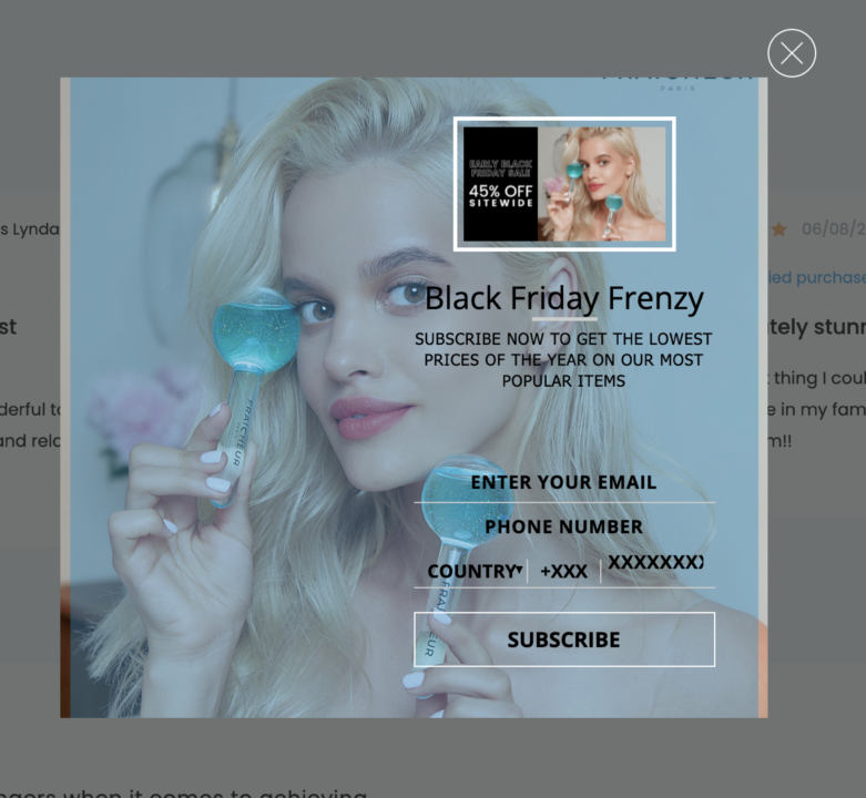 Exit-intent popup for Black Friday