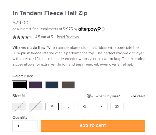 Customer reviews in the product page