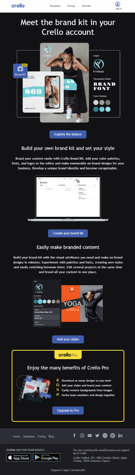 Crello email blast example
