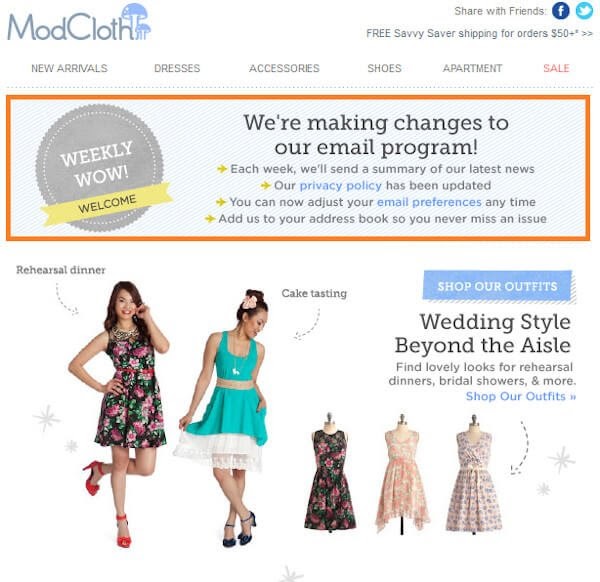 Modcloth email blast