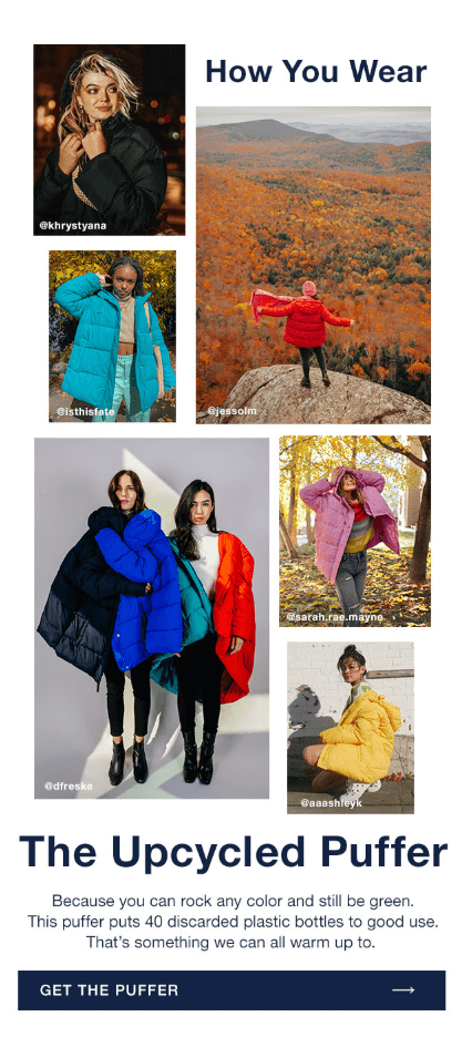 User generated content email example