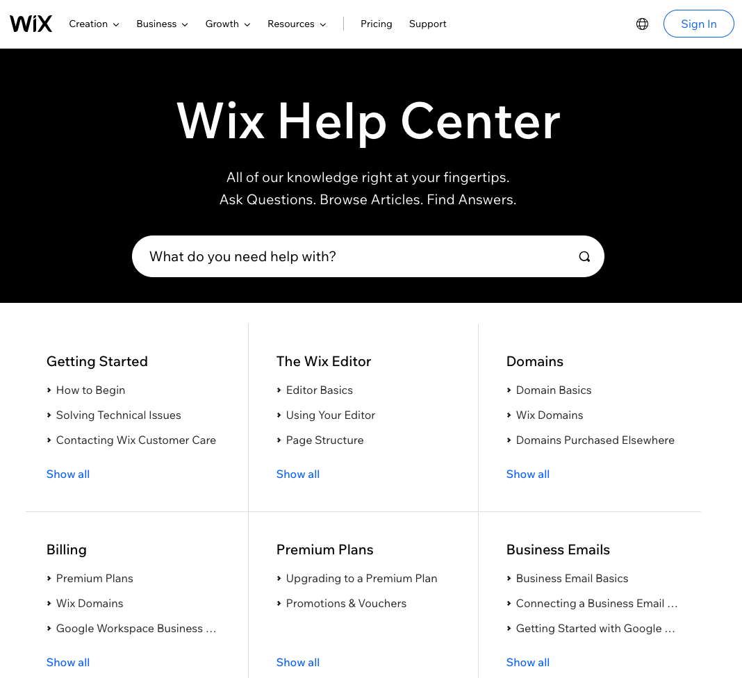 Wix help center