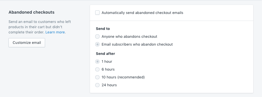 cart abandonment features