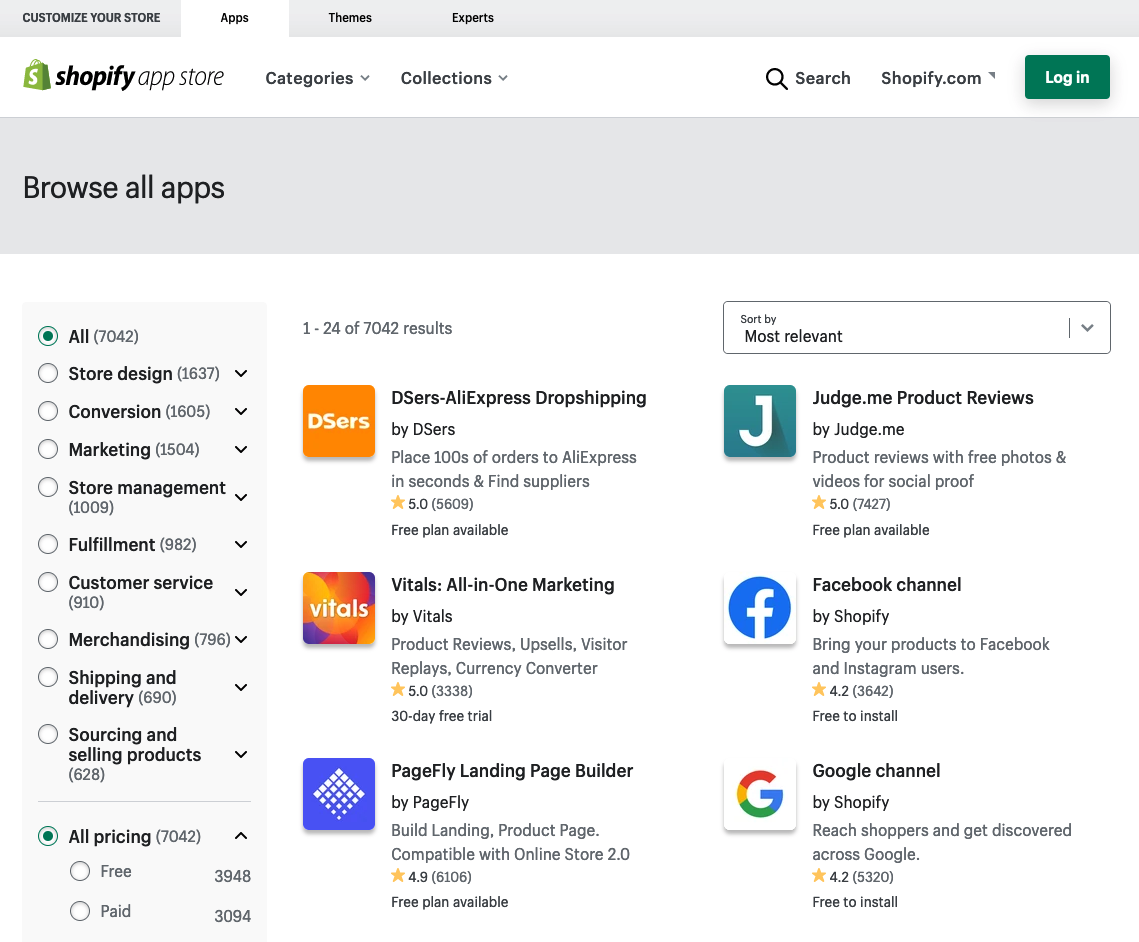 Shopify app store apps