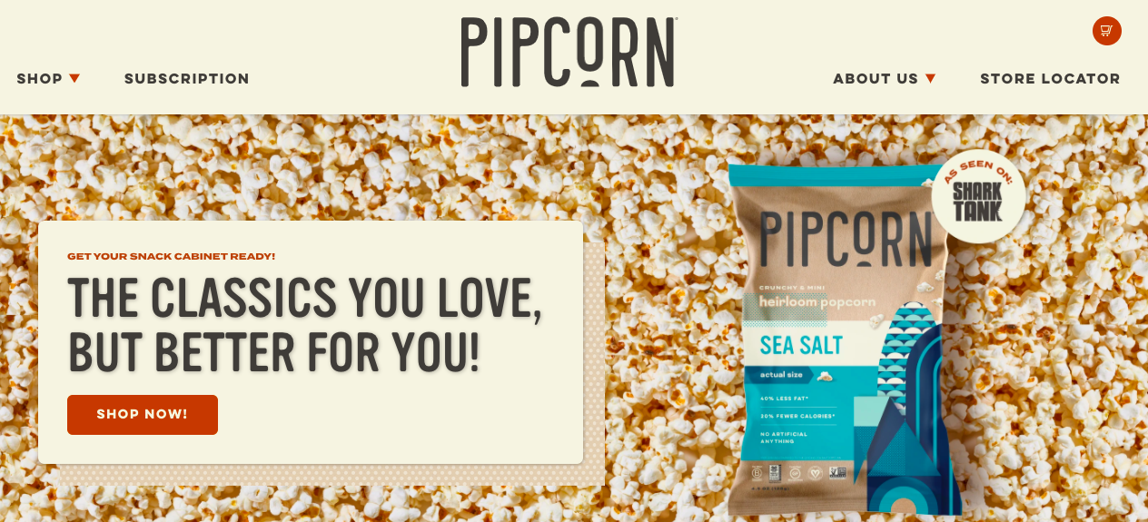 Pipcorn Shopify store