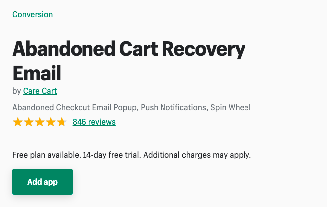 care cart Shopify Abandoned Cart Apps