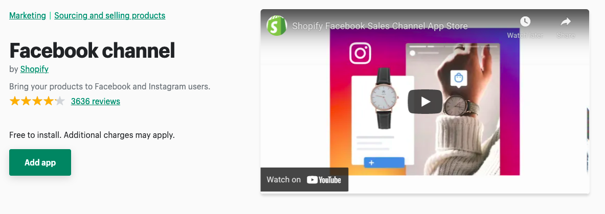 facebook channel shopify app