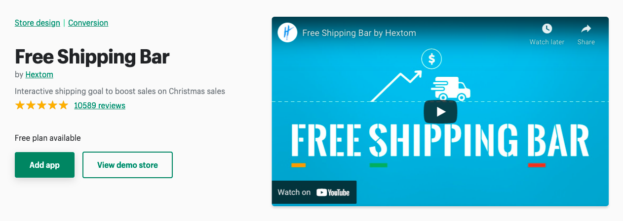 free shipping bar shopify app