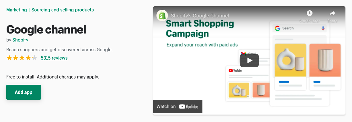 Google Channel for Shopify stores