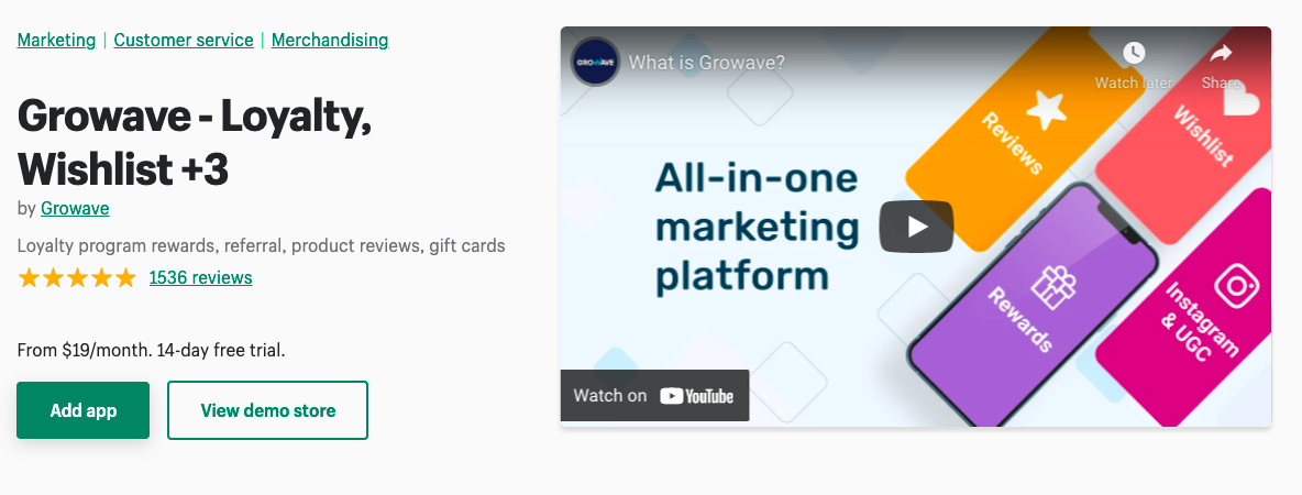Growave - marketing platform for customer loyalty