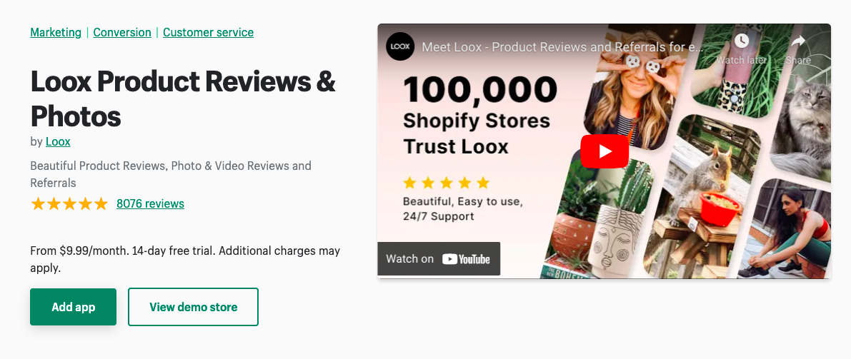 loox shopify app