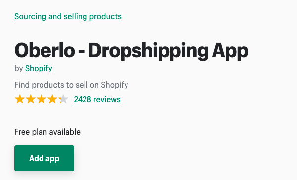 Oberlo dropshipping app for Shopify
