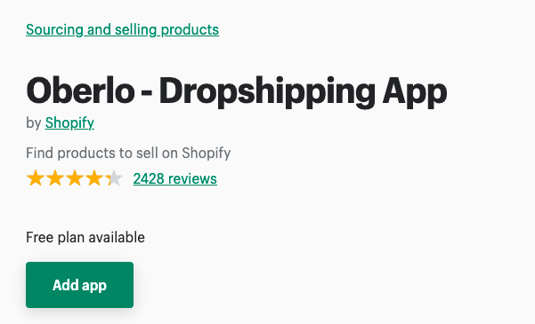 Oberlo dropshipping app for Shopify