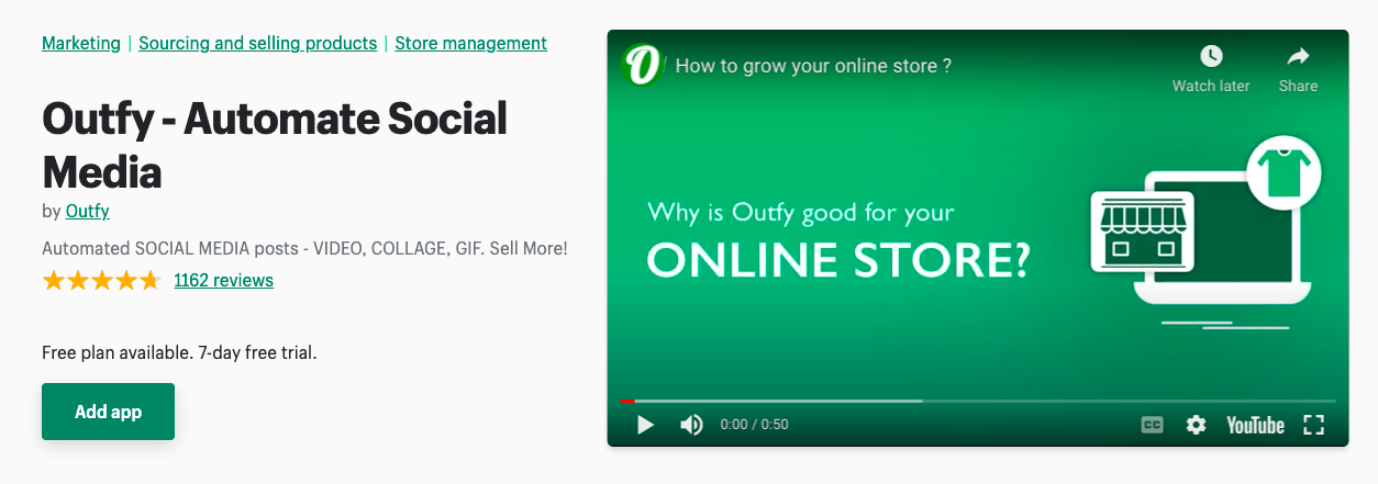 Outfy - Shopify app for automating social media