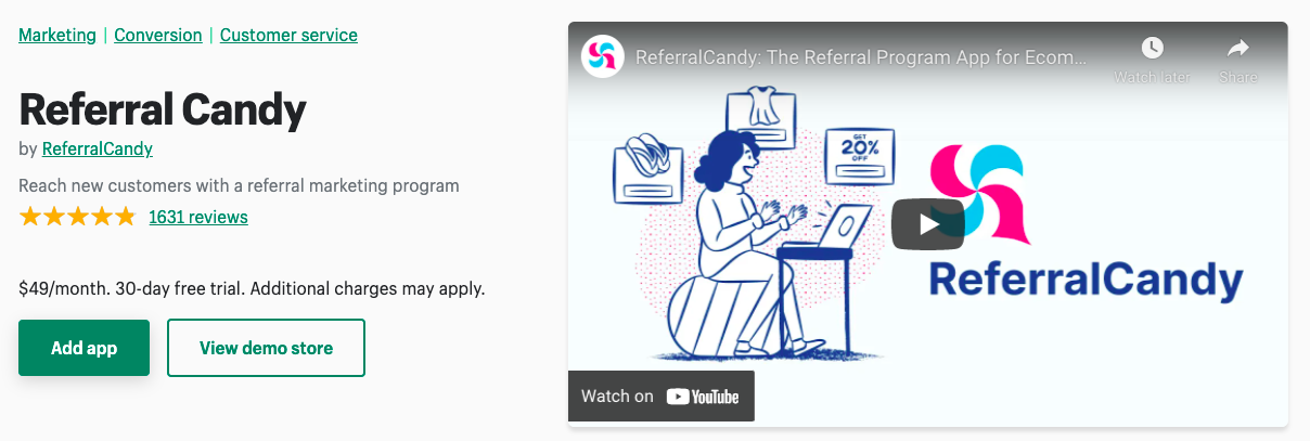 ReferralCandy platform for Shopify