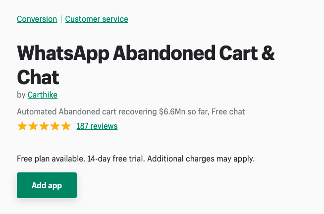 whatsapp Shopify Abandoned Cart Apps