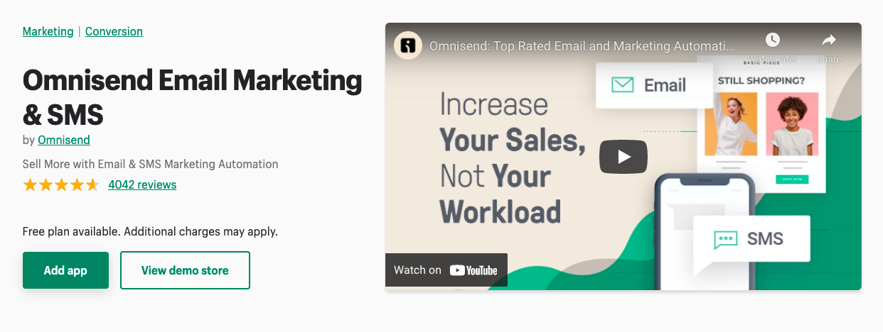 Omnisend email marketing and sms app for Shopify