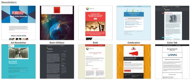 Mailchimp pre-built templates
