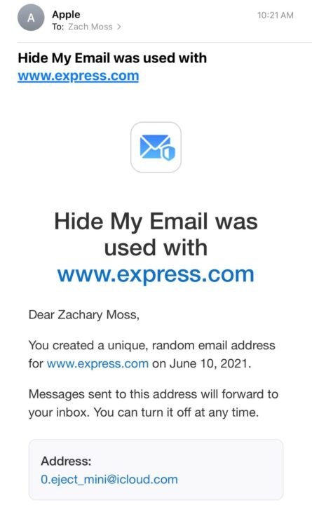 hide my email