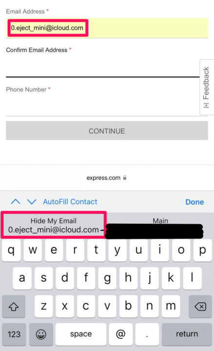 hide my email marked