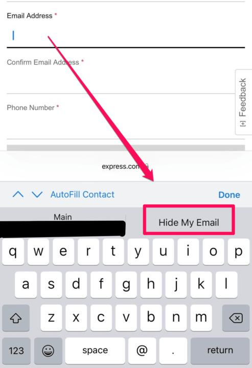 hide my email marked