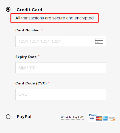 image shows how customers can be sure that their billing information and contact details are safe