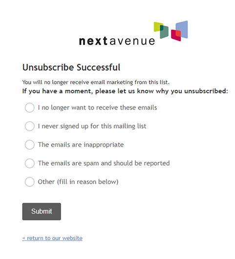 unsubscribe email example