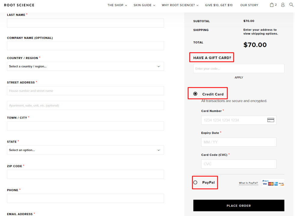 optimization of the checkout page