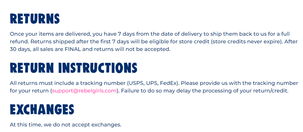 an example of a WooCommerce return policy