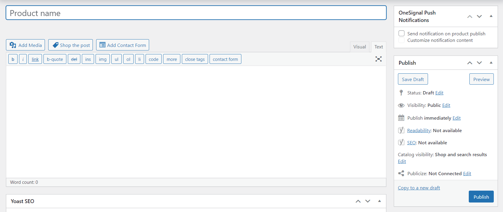 the process of adding a new product on Woocommerce