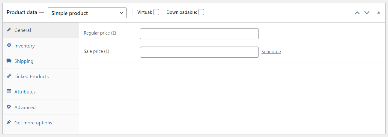 process of adding general information about the product’s price