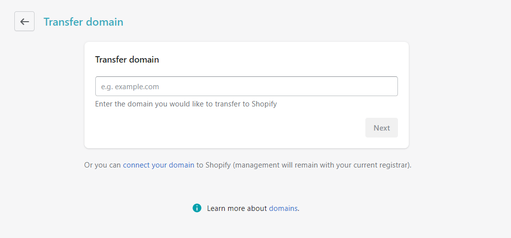 transferring Shopify domain
