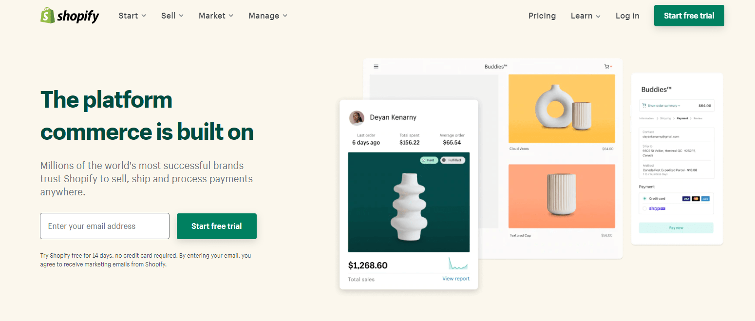 Shopify website