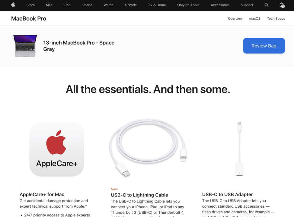 An upsell example from Apple
