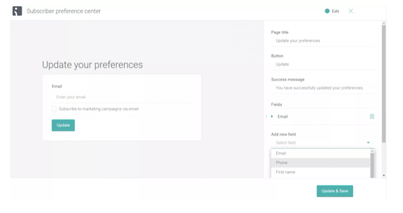Preference center in Omnisend