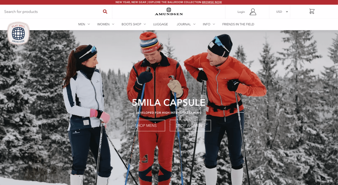 amundsen sports woocommerce example