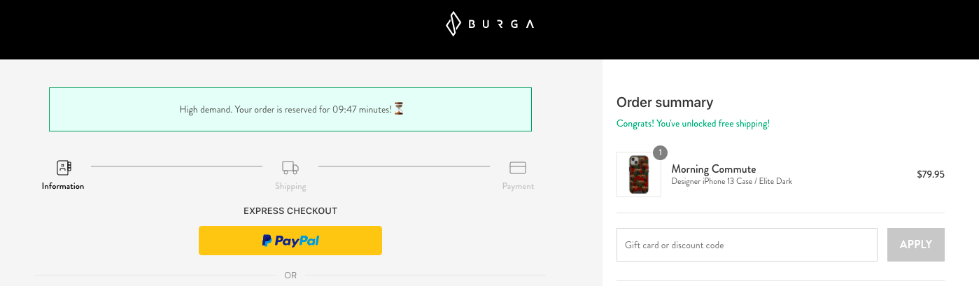 example of Burga using countdown timer