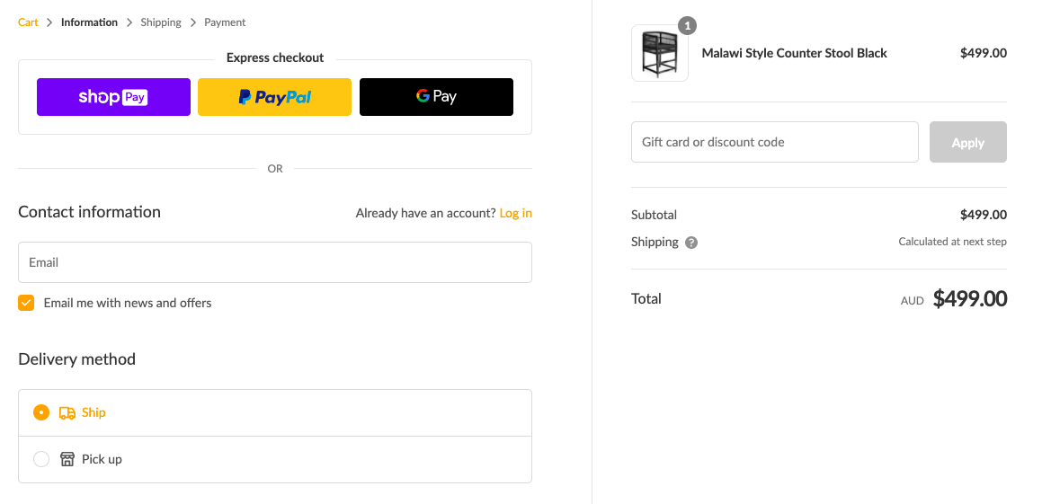 Offering multiple shopping methods