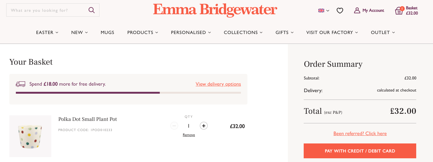 Example of a free shipping threshold