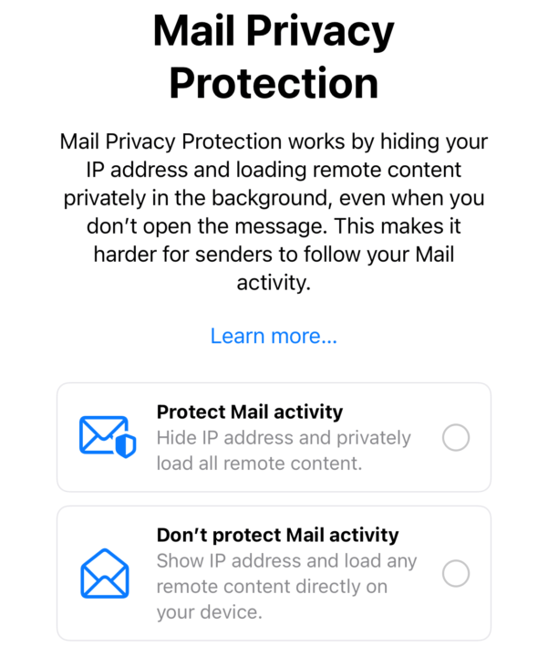 mail privacy prompt