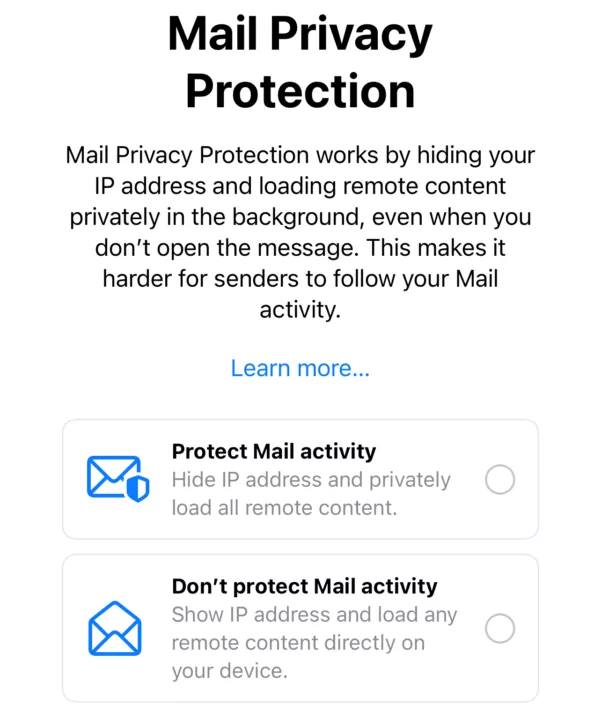 mail privacy prompt