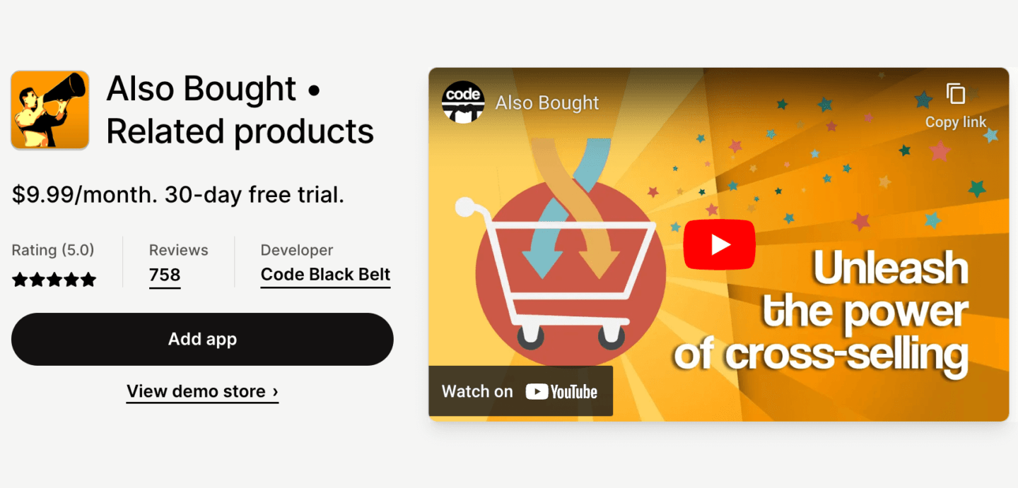 Also bought Shopify app