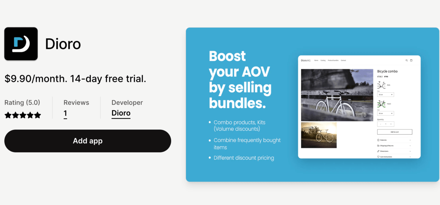 Dioro Shopify app