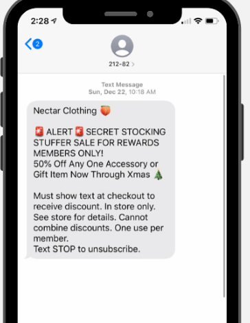 SMS message for flash sales