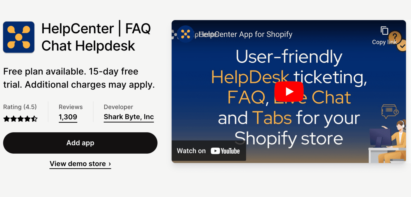 Helpcenter Shopify app