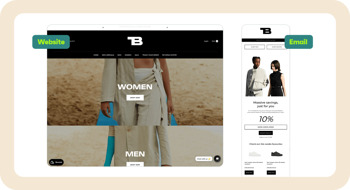 Example of email that matches website design