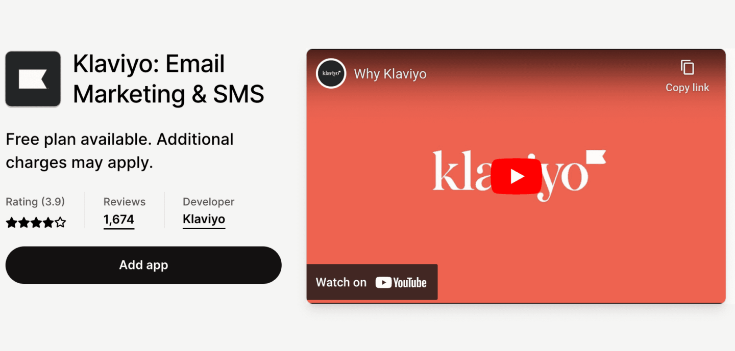 Klaviyo Shopify app