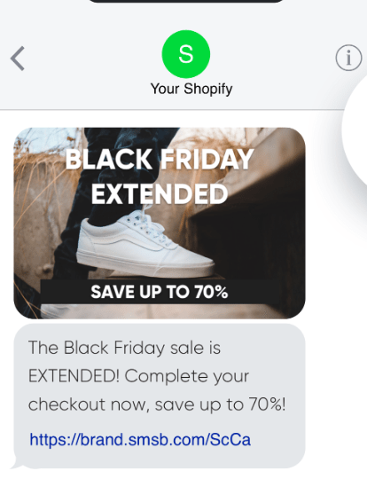 Cart abandonment SMS message